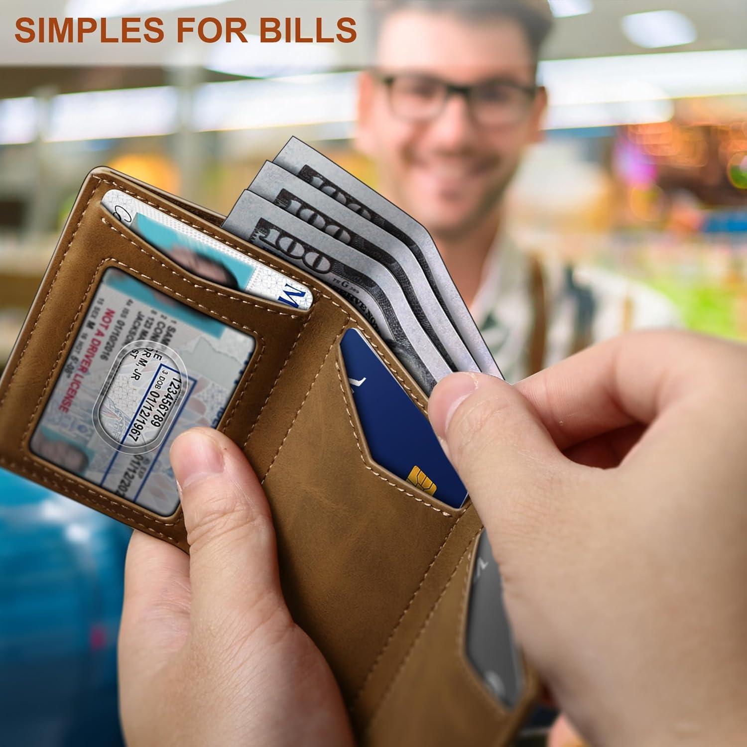 image:imageBULLIANT Men Wallet Slim Front Pocket Leather Wallet Magnetic Closure for Gift MenExpandable for 14CardsTiger Eye4693