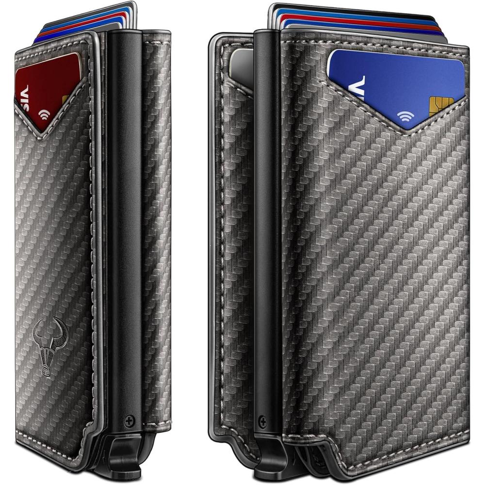 image:imageBULLIANT Men Wallet Leather Wallet Card Holders Money Clip for Men 10CardsMagnetic Flip on Metal CaseSacred Grey8788
