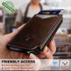BULLIANT Men Wallet Leather Wallet Card Holders Money Clip for Men 10Cards-Magnetic Flip on Metal Case(Forest Brown8789)
