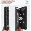 BULLIANT Men Wallet, Slim Front Pocket Leather Wallet Magnetic Closure for Gift Men,Expandable for 14Cards(Black4871)