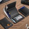 BULLIANT Men Wallet, Slim Front Pocket Leather Wallet Magnetic Closure for Gift Men,Expandable for 14Cards(Black4871)