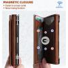 BULLIANT Men Wallet, Slim Front Pocket Leather Wallet Magnetic Closure for Gift Men,Expandable for 14Cards(Brick Brown4692)