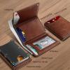 BULLIANT Men Wallet, Slim Front Pocket Leather Wallet Magnetic Closure for Gift Men,Expandable for 14Cards(Brick Brown4692)