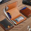 BULLIANT Men Wallet, Slim Front Pocket Leather Wallet Magnetic Closure for Gift Men,Expandable for 14Cards(Brick Brown4875)