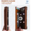 BULLIANT Men Wallet, Slim Front Pocket Leather Wallet Magnetic Closure for Gift Men,Expandable for 14Cards(Brick Brown4875)