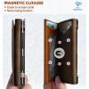 BULLIANT Men Wallet, Slim Front Pocket Leather Wallet Magnetic Closure for Gift Men,Expandable for 14Cards(Coffee4874)