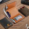 BULLIANT Men Wallet, Slim Front Pocket Leather Wallet Magnetic Closure for Gift Men,Expandable for 14Cards(Coffee4874)
