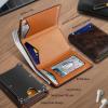 BULLIANT Men Wallet, Slim Front Pocket Leather Wallet Magnetic Closure for Gift Men,Expandable for 14Cards(Forest Brown4873)