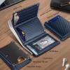 BULLIANT Men Wallet, Slim Front Pocket Leather Wallet Magnetic Closure for Gift Men,Expandable for 14Cards(Purplish Blue4872)
