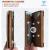 BULLIANT Men Wallet, Slim Front Pocket Leather Wallet Magnetic Closure for Gift Men,Expandable for 14Cards(Tiger Eye4693)