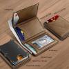 BULLIANT Men Wallet, Slim Front Pocket Leather Wallet Magnetic Closure for Gift Men,Expandable for 14Cards(Tiger Eye4693)