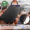 BULLIANT Men Wallet,Metal Case Money Clip with Grain Leather Flip 11 Cards-Pop-up Access Magetic Closure(Black8556)
