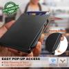 BULLIANT Men Wallet,Metal Case Money Clip with Grain Leather Flip 11 Cards-Pop-up Access Magetic Closure(Brick Brown8557)