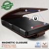 BULLIANT Men Wallet,Metal Case Money Clip with Grain Leather Flip 11 Cards-Pop-up Access Magetic Closure(Coffee8558)