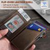 BULLIANT Money Clip Wallet,Mens Gift Slim Wallet Credit Card Holder Airtag&Standard Use 9Cards-Metal Case in Magnetic Flip Shell(Coffee)