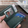BULLIANT Money Clip Wallet,Mens Gift Slim Wallet Credit Card Holder Airtag&Standard Use 9Cards-Metal Case in Magnetic Flip Shell(Dark Green)