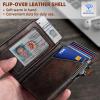 BULLIANT Money Clip Wallet,Mens Gift Slim Wallet Credit Card Holder Airtag&Standard Use 9Cards-Metal Case in Magnetic Flip Shell(Forest Brown)
