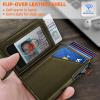 BULLIANT Money Clip Wallet,Mens Gift Slim Wallet Credit Card Holder Airtag&Standard Use 9Cards-Metal Case in Magnetic Flip Shell(Olive)