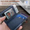 BULLIANT Money Clip Wallet,Mens Gift Slim Wallet Credit Card Holder Airtag&Standard Use 9Cards-Metal Case in Magnetic Flip Shell(Purplish Blue)