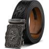 BULLIANT Men Belt-Ratchet Western Belt Adjustable for CowBoy Jean Casual Outdoor 1 1/2″-Cut For Fit(Black8608)