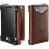 BULLIANT Men Wallet, Slim Front Pocket Leather Wallet Magnetic Closure for Gift Men,Expandable for 14Cards(Brick Brown4692)