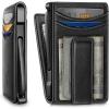 BULLIANT Men Wallet,Metal Case Money Clip with Grain Leather Flip 11 Cards-Pop-up Access Magetic Closure(Black8556)
