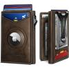 BULLIANT Money Clip Wallet,Mens Gift Slim Wallet Credit Card Holder Airtag&Standard Use 9Cards-Metal Case in Magnetic Flip Shell(Coffee)