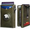 BULLIANT Money Clip Wallet,Mens Gift Slim Wallet Credit Card Holder Airtag&Standard Use 9Cards-Metal Case in Magnetic Flip Shell(Olive)