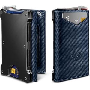 BULLIANT Men Wallet, Slim Front Pocket Leather Wallet Magnetic Closure for Gift Men,Expandable for 14Cards(Purplish Blue4872)