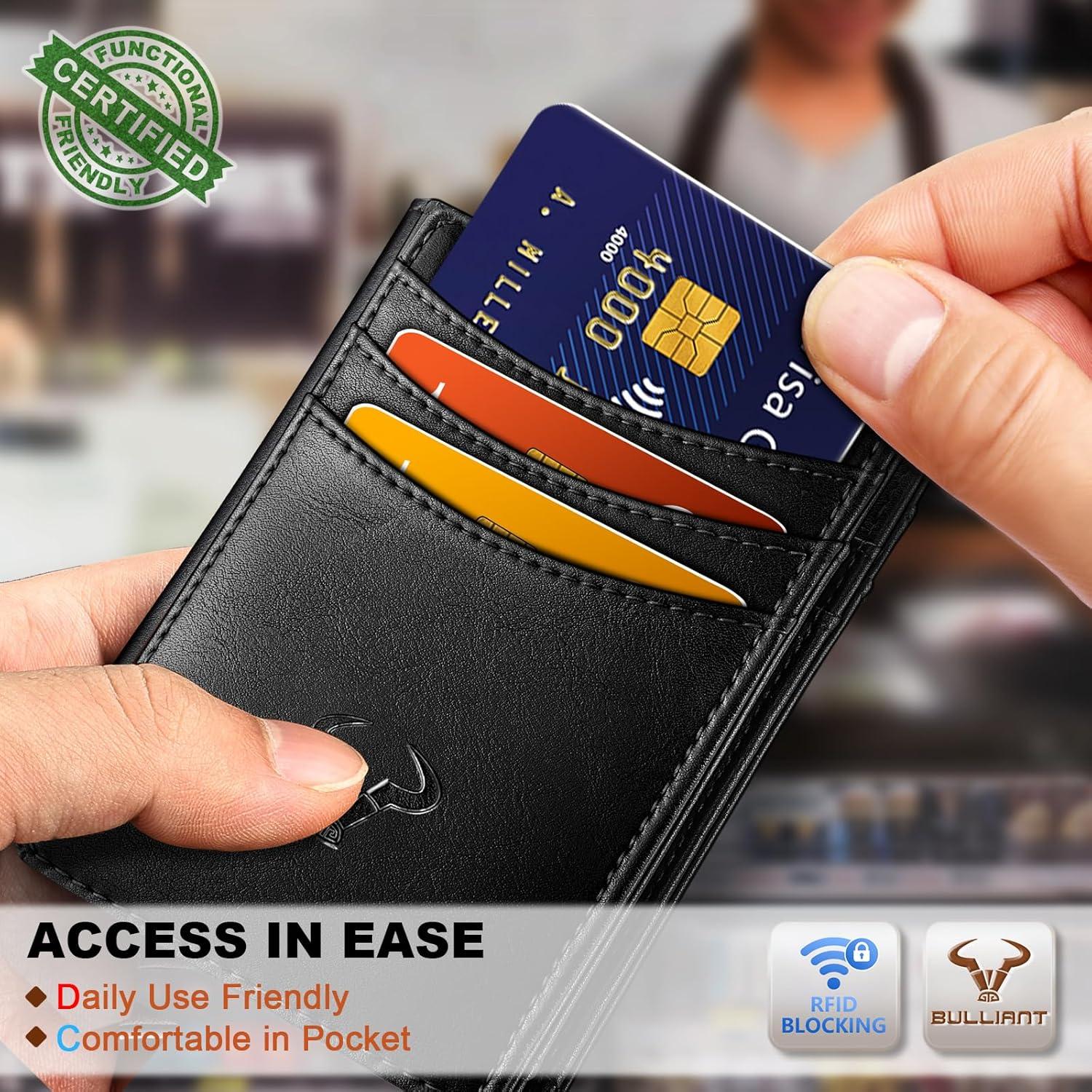 image:imageBULLIANT Slim Wallet For Men 12CardsMagnetic Flip Buildin Money Clip Airtag CompatibleRFID BlockingBlack8013