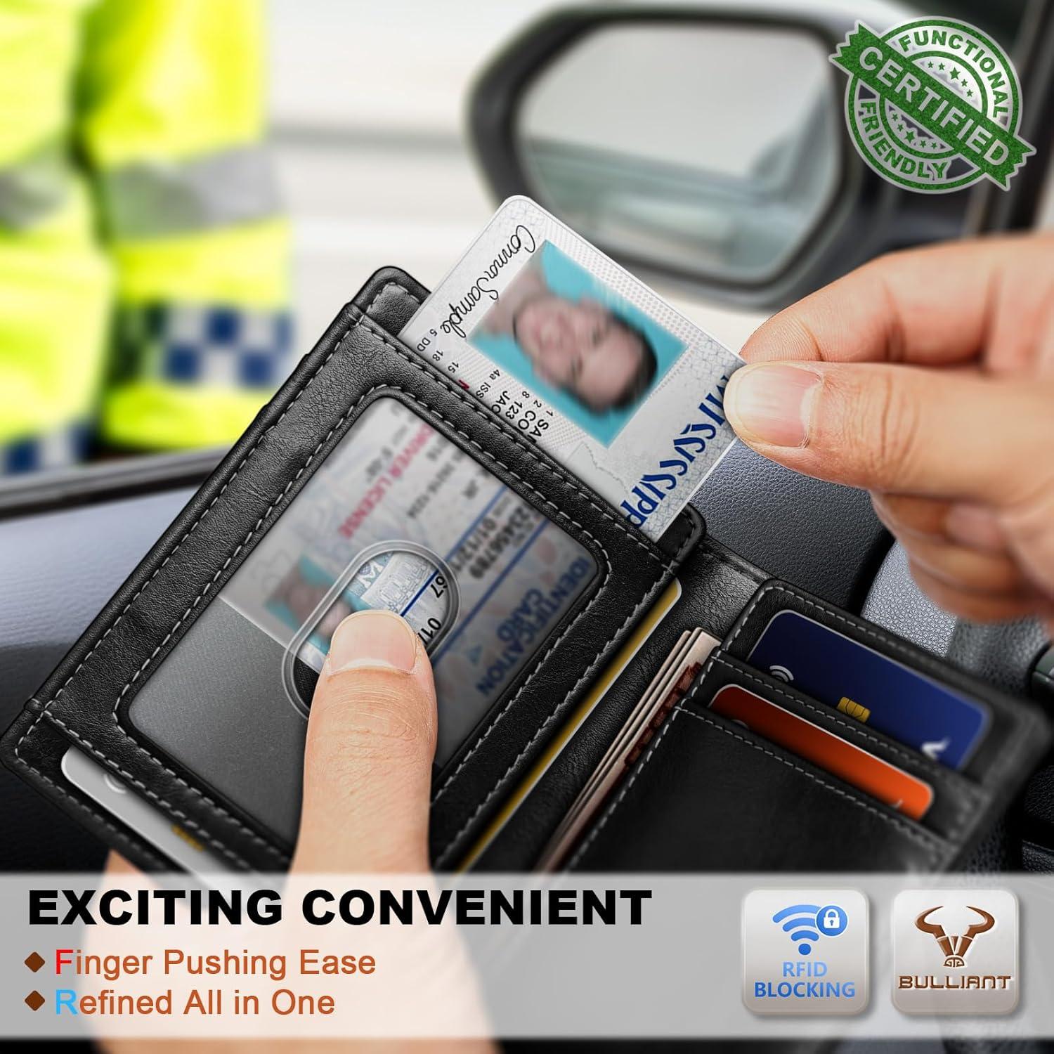 image:imageBULLIANT Slim Wallet For Men 12CardsMagnetic Flip Buildin Money Clip Airtag CompatibleRFID BlockingBlack8271
