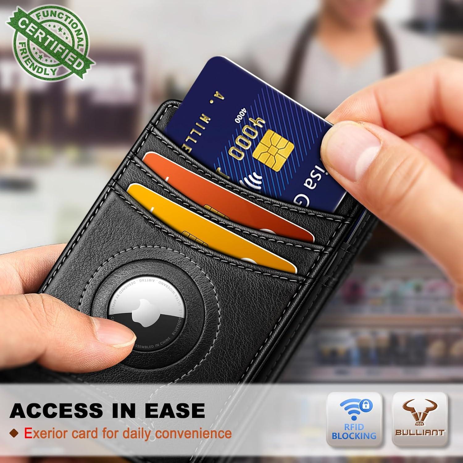 image:imageBULLIANT Slim Wallet For Men 12CardsMagnetic Flip Buildin Money Clip Airtag CompatibleRFID BlockingBlack8271