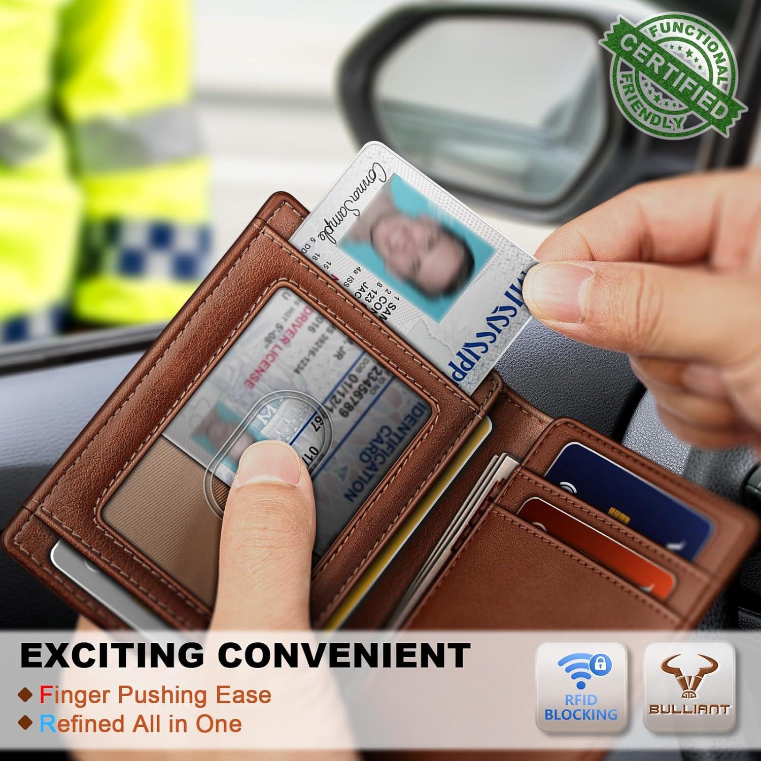 image:imageBULLIANT Slim Wallet For Men 12CardsMagnetic Flip Buildin Money Clip Airtag CompatibleRFID BlockingBrick Brown8272