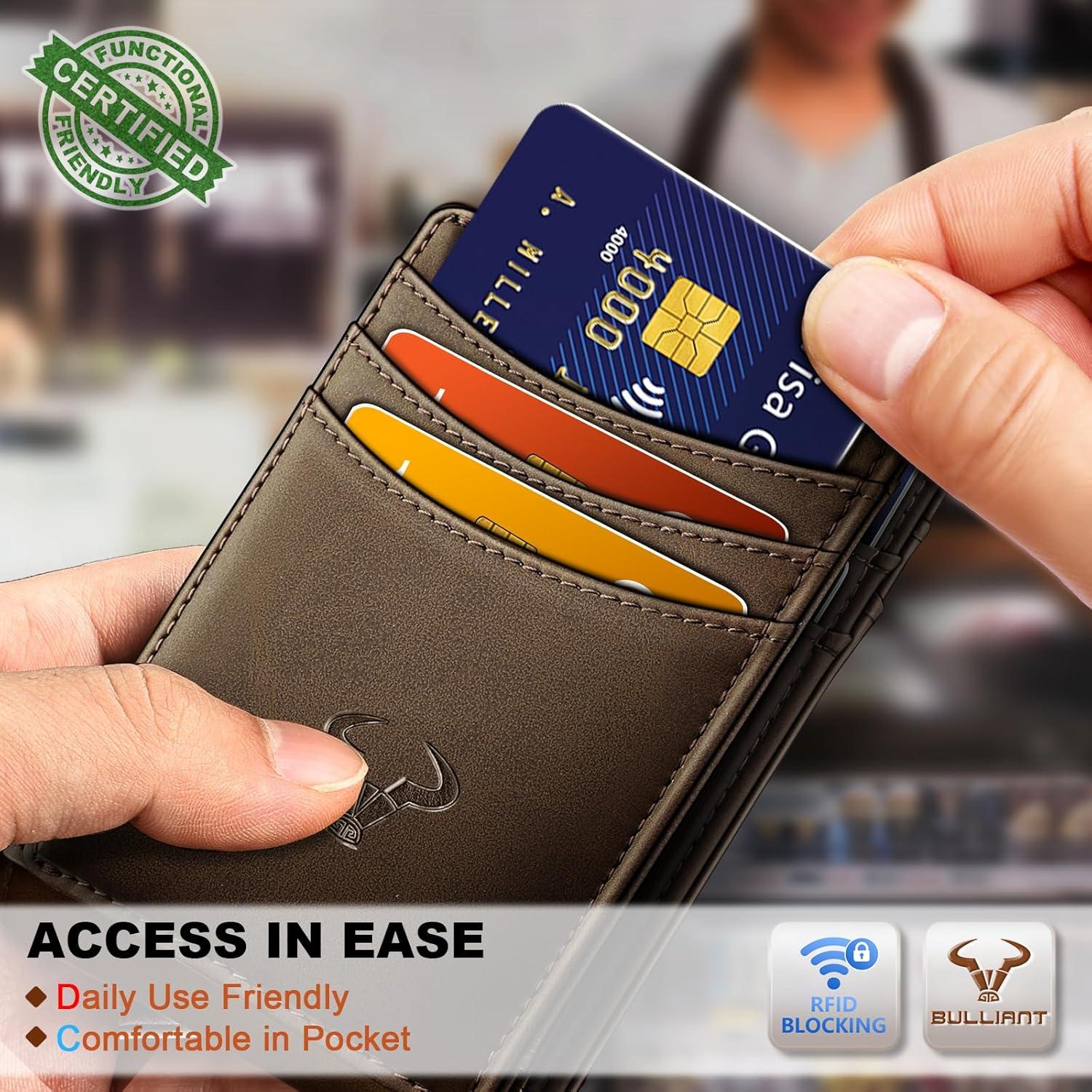 image:imageBULLIANT Slim Wallet For Men 12CardsMagnetic Flip Buildin Money Clip Airtag CompatibleRFID BlockingCoffee6493