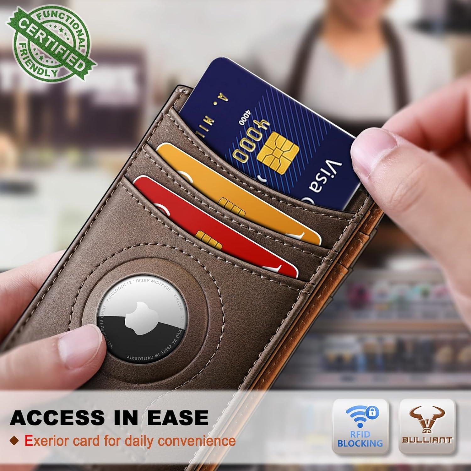 image:imageBULLIANT Slim Wallet For Men 12CardsMagnetic Flip Buildin Money Clip Airtag CompatibleRFID BlockingCoffee8273