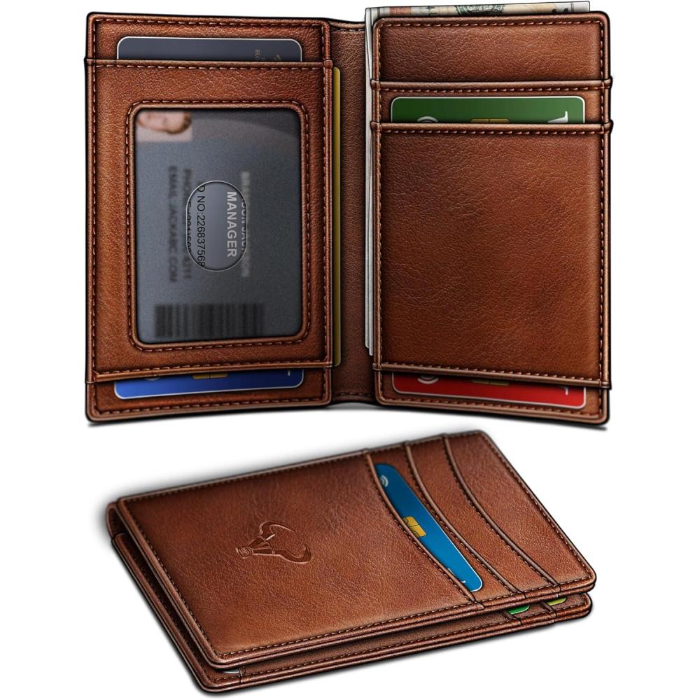 image:imageBULLIANT Slim Wallet For Men 12CardsMagnetic Flip Buildin Money Clip Airtag CompatibleRFID BlockingBrick Brown6492