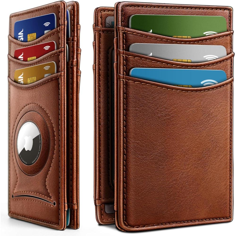 image:imageBULLIANT Slim Wallet For Men 12CardsMagnetic Flip Buildin Money Clip Airtag CompatibleRFID BlockingBrick Brown8272