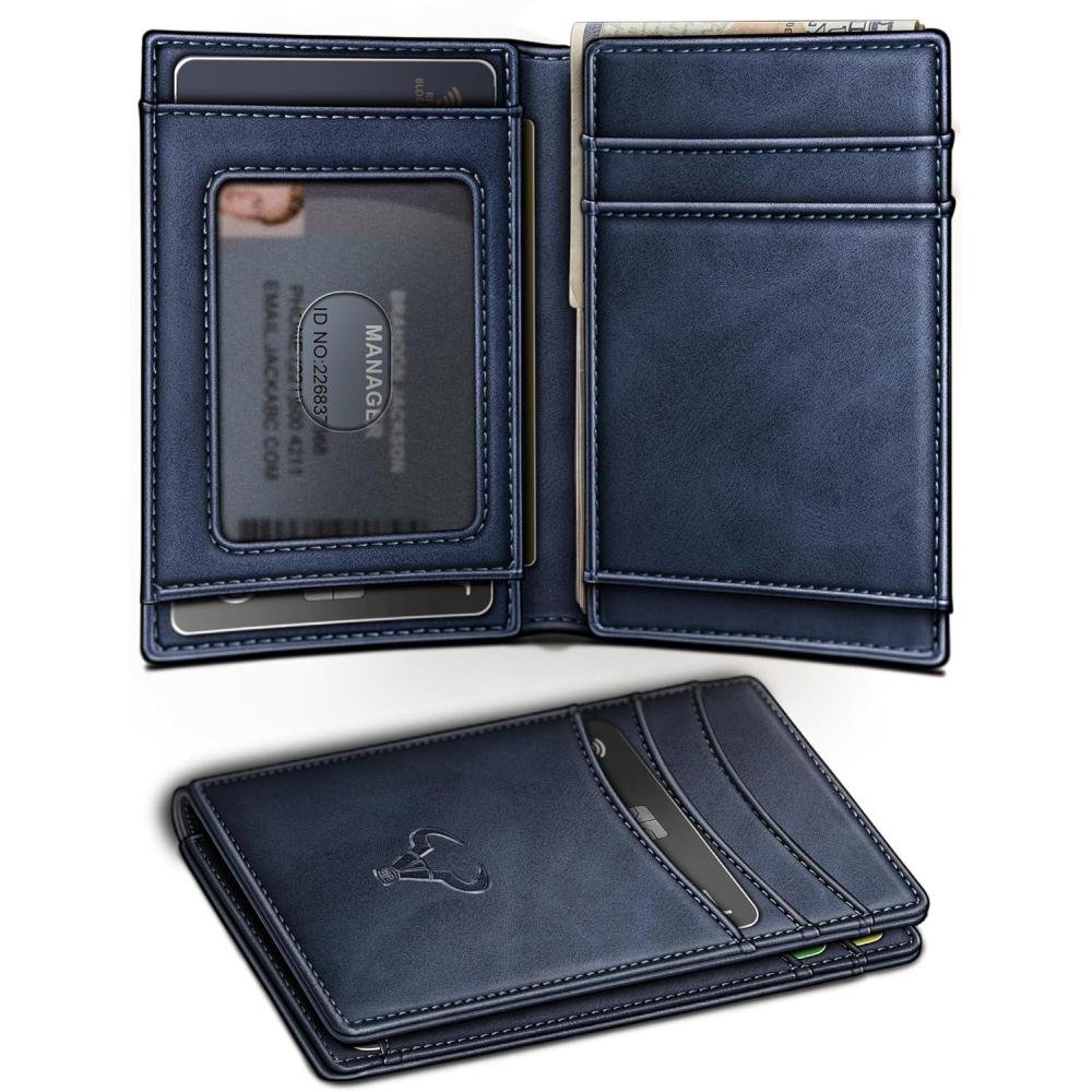 image:imageBULLIANT Slim Wallet For Men 12CardsMagnetic Flip Buildin Money Clip Airtag CompatibleRFID BlockingPurplish Blue8785