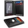 BULLIANT Slim Wallet For Men 12Cards,Magnetic Flip Build-in Money Clip Airtag Compatible-RFID Blocking(Black8271)