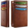 BULLIANT Slim Wallet For Men 12Cards,Magnetic Flip Build-in Money Clip Airtag Compatible-RFID Blocking(Brick Brown6492)