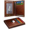 BULLIANT Slim Wallet For Men 12Cards,Magnetic Flip Build-in Money Clip Airtag Compatible-RFID Blocking(Brick Brown8272)