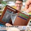 BULLIANT Slim Wallet For Men 12Cards,Magnetic Flip Build-in Money Clip Airtag Compatible-RFID Blocking(Brick Brown8272)