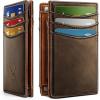BULLIANT Slim Wallet For Men 12Cards,Magnetic Flip Build-in Money Clip Airtag Compatible-RFID Blocking(Coffee8787)