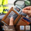 BULLIANT Slim Wallet For Men 12Cards,Magnetic Flip Build-in Money Clip Airtag Compatible-RFID Blocking(Coffee8787)