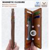 BULLIANT Slim Wallet For Men 12Cards,Magnetic Flip Build-in Money Clip Airtag Compatible-RFID Blocking(Forest Brown8015)