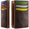 BULLIANT Slim Wallet For Men 12Cards,Magnetic Flip Build-in Money Clip Airtag Compatible-RFID Blocking(Forest Brown8015)