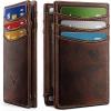 BULLIANT Slim Wallet For Men 12Cards,Magnetic Flip Build-in Money Clip Airtag Compatible-RFID Blocking(Forest Brown8784)