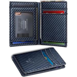 BULLIANT Slim Wallet For Men 12Cards,Magnetic Flip Build-in Money Clip Airtag Compatible-RFID Blocking(Purplish Blue8012)