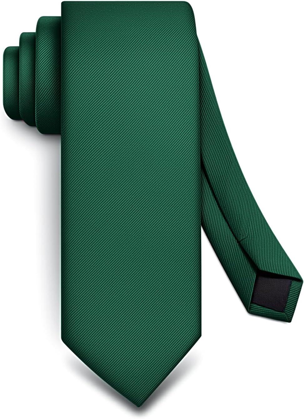 image:imageBULLIANT Men TiesSolid Color Neckties Skinny Silk Woven For Men Business Work Wedding PartyStandard SizeGreen7638