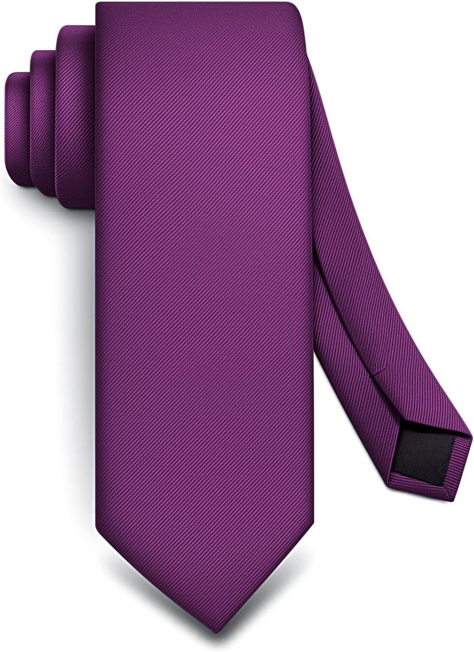 image:imageBULLIANT Men TiesSolid Color Neckties Skinny Silk Woven For Men Business Work Wedding PartyStandard SizePurple8666